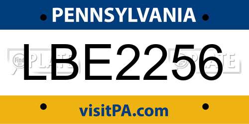 LBE2256 Pennsylvania License Plate