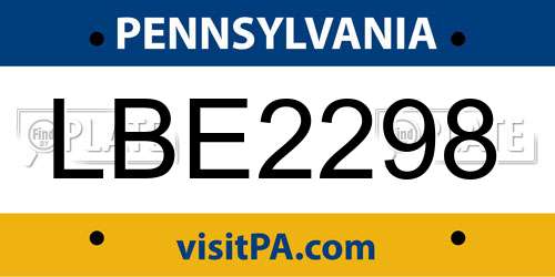 LBE2298 Pennsylvania License Plate