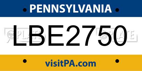 LBE2750 Pennsylvania License Plate