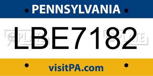 LBE7182 Pennsylvania License Plate