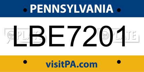 LBE7201 Pennsylvania License Plate