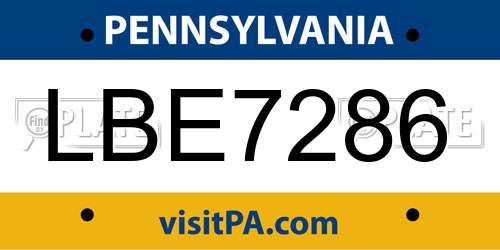 LBE7286 Pennsylvania License Plate