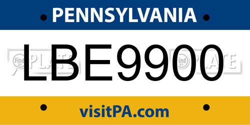 LBE9900 Pennsylvania License Plate