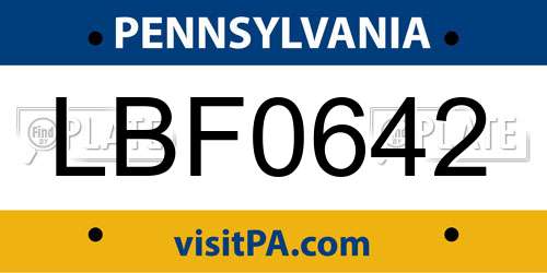 LBF0642 Pennsylvania License Plate
