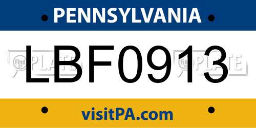 LBF0913 Pennsylvania License Plate