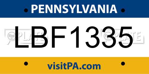 LBF1335 Pennsylvania License Plate