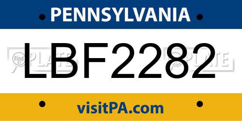 LBF2282 Pennsylvania License Plate
