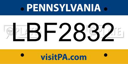 LBF2832 Pennsylvania License Plate