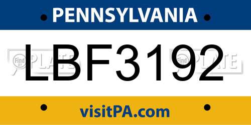 LBF3192 Pennsylvania License Plate