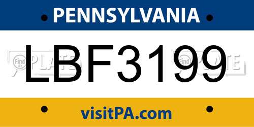 LBF3199 Pennsylvania License Plate