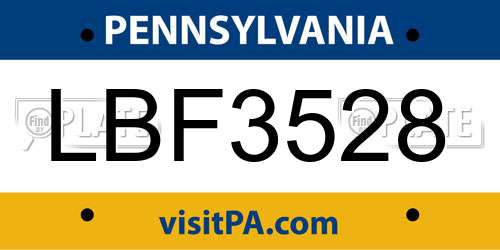LBF3528 Pennsylvania License Plate