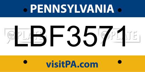 LBF3571 Pennsylvania License Plate