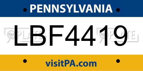 LBF4419 Pennsylvania License Plate