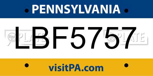 LBF5757 Pennsylvania License Plate