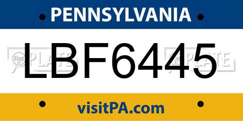 LBF6445 Pennsylvania License Plate