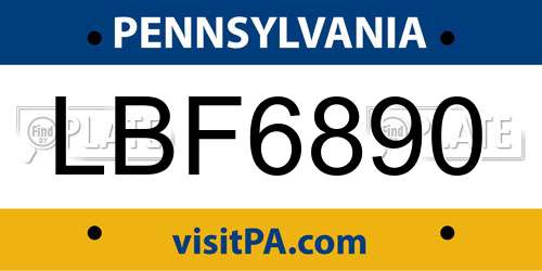 LBF6890 Pennsylvania License Plate