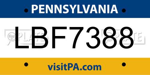 LBF7388 Pennsylvania License Plate
