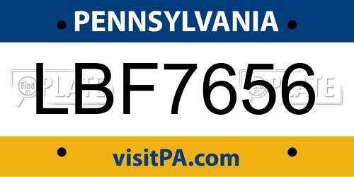 LBF7656 Pennsylvania License Plate