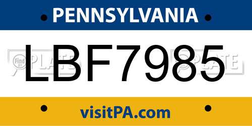 LBF7985 Pennsylvania License Plate