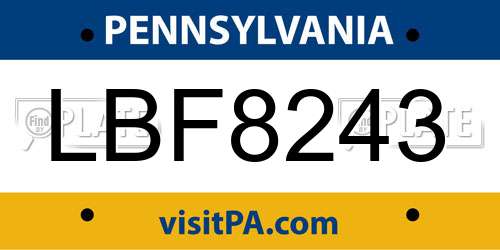 LBF8243 Pennsylvania License Plate