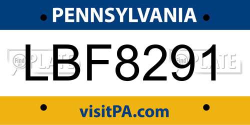 LBF8291 Pennsylvania License Plate