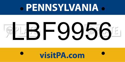 LBF9956 Pennsylvania License Plate