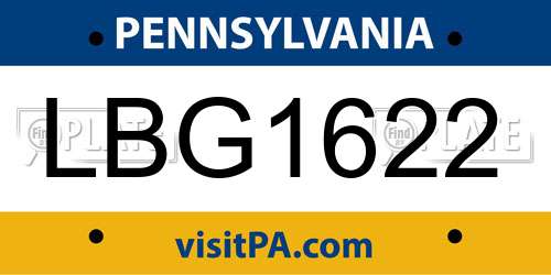 LBG1622 Pennsylvania License Plate