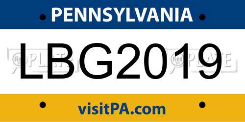 LBG2019 Pennsylvania License Plate