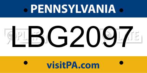 LBG2097 Pennsylvania License Plate