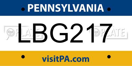 LBG217 Pennsylvania License Plate