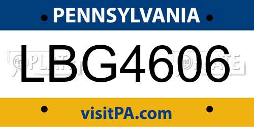 LBG4606 Pennsylvania License Plate