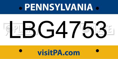LBG4753 Pennsylvania License Plate