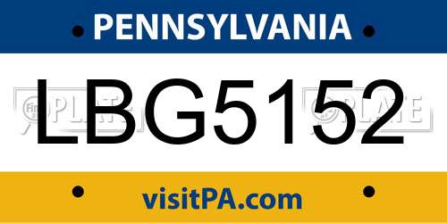 LBG5152 Pennsylvania License Plate