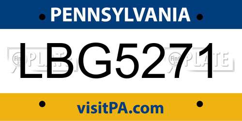 LBG5271 Pennsylvania License Plate