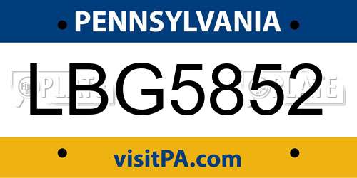 LBG5852 Pennsylvania License Plate