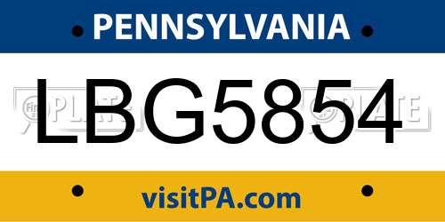 LBG5854 Pennsylvania License Plate