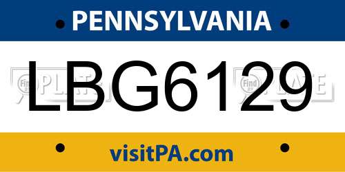 LBG6129 Pennsylvania License Plate