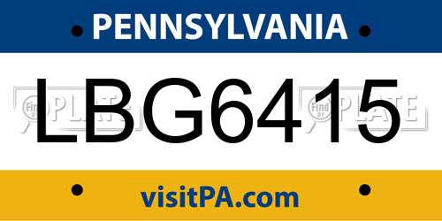 LBG6415 Pennsylvania License Plate