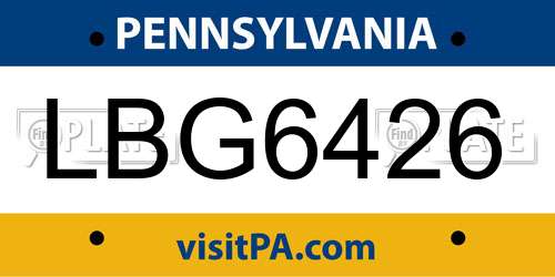 LBG6426 Pennsylvania License Plate