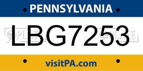 LBG7253 Pennsylvania License Plate