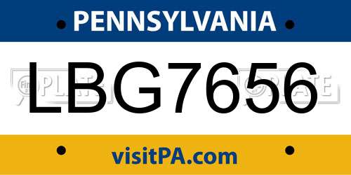LBG7656 Pennsylvania License Plate