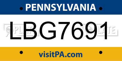 LBG7691 Pennsylvania License Plate