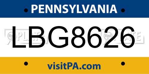 LBG8626 Pennsylvania License Plate