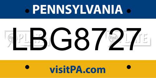LBG8727 Pennsylvania License Plate