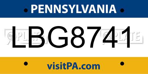 LBG8741 Pennsylvania License Plate