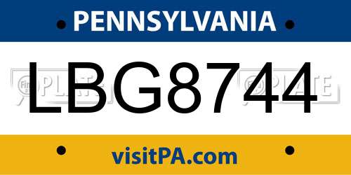 LBG8744 Pennsylvania License Plate