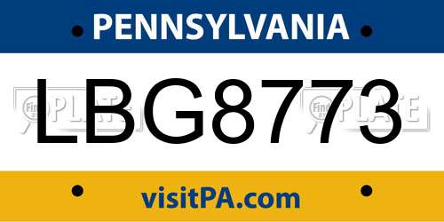 LBG8773 Pennsylvania License Plate