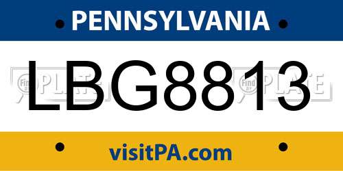 LBG8813 Pennsylvania License Plate