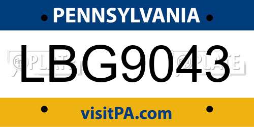 LBG9043 Pennsylvania License Plate