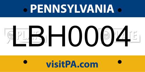 LBH0004 Pennsylvania License Plate